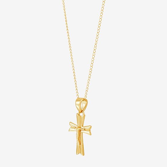 Girls 14K Gold Cross 13 Inch Pendant Necklace