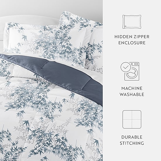 Casual Comfort Bamboo Leaves Midweight Down Alternative Comforter Set