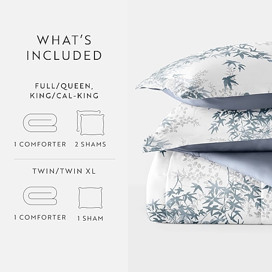 Casual Comfort Bamboo Leaves Midweight Down Alternative Comforter Set