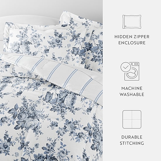Casual Comfort Cabbage Rose Midweight Down Alternative Comforter Set