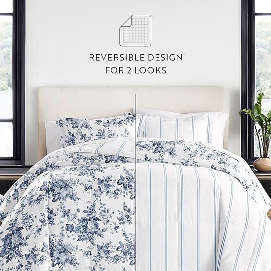 Casual Comfort Cabbage Rose Midweight Down Alternative Comforter Set