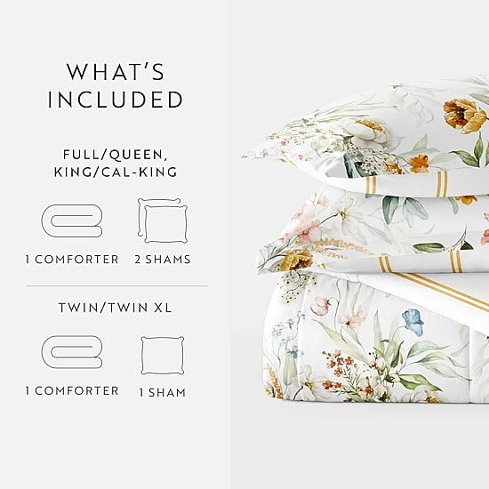 Casual Comfort Chintz Floral Midweight Down Alternative Comforter Set