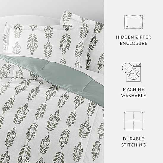 Casual Comfort Folk Leaves Midweight Down Alternative Comforter Set