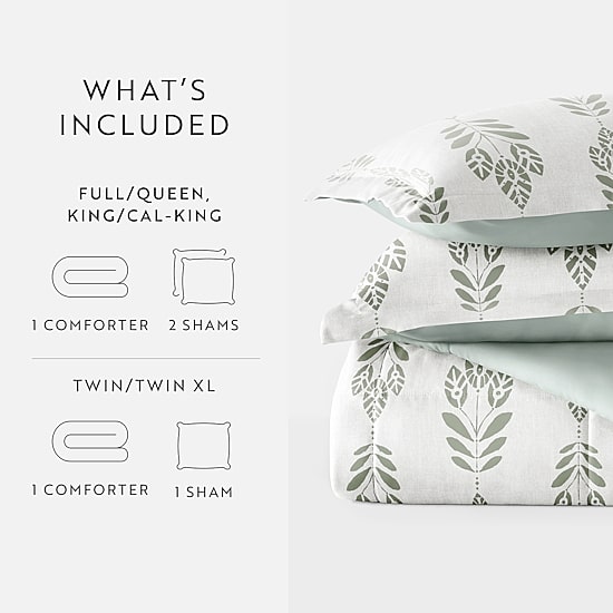 Casual Comfort Folk Leaves Midweight Down Alternative Comforter Set
