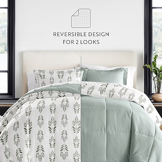 Casual Comfort Folk Leaves Midweight Down Alternative Comforter Set