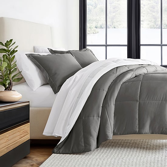 Casual Comfort Stitch Stripe Midweight Down Alternative Comforter Set