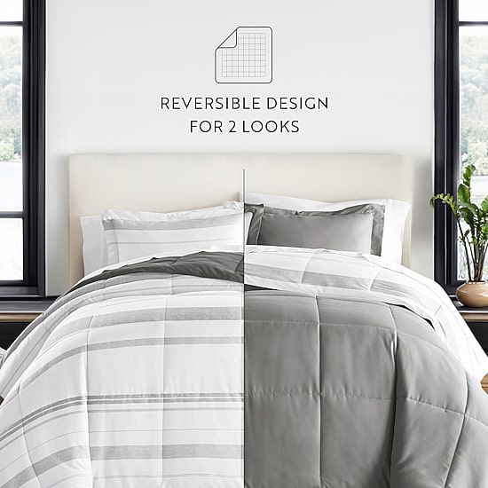 Casual Comfort Stitch Stripe Midweight Down Alternative Comforter Set