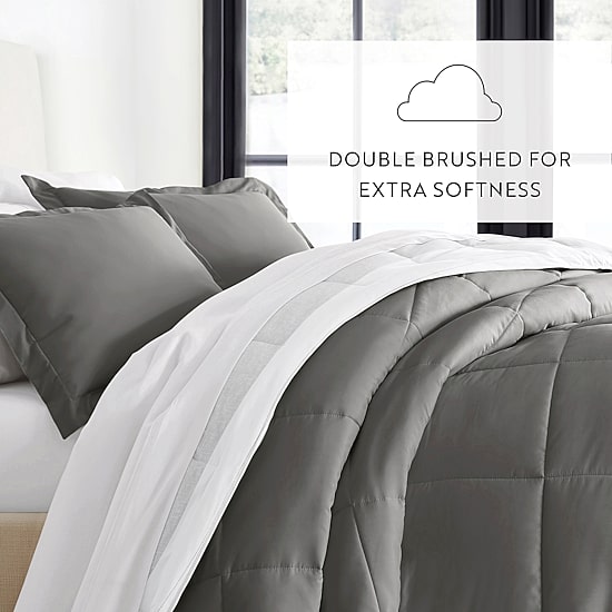 Casual Comfort Stitch Stripe Midweight Down Alternative Comforter Set