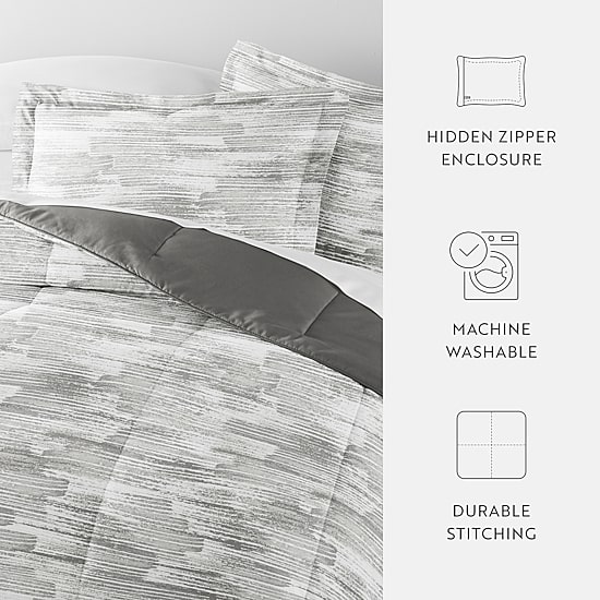 Casual Comfort Texture Stripe Midweight Down Alternative Comforter Set