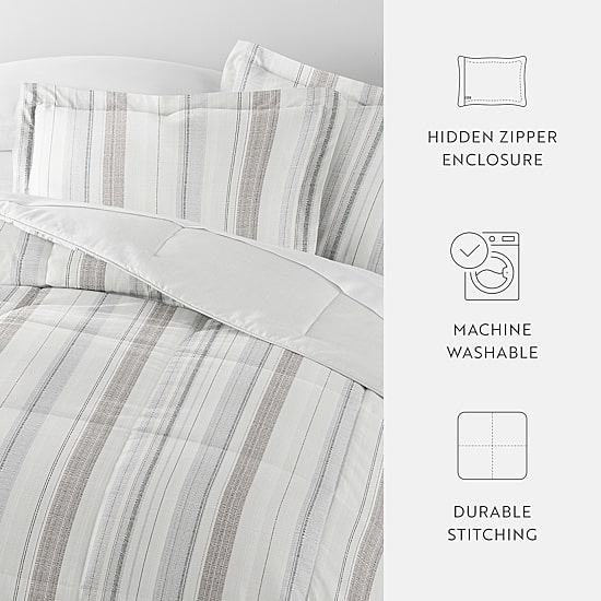 Casual Comfort Vertical Stripe Midweight Down Alternative Comforter Set