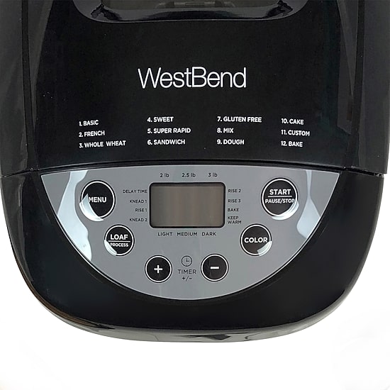 West Bend Hi-Rise Bread Maker with 12 Preset Digital Controls, in Gray