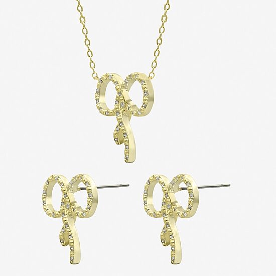 Sparkle Allure Womens Cubic Zirconia 14K Gold Over Brass Bow 2-pc. Jewelry Set