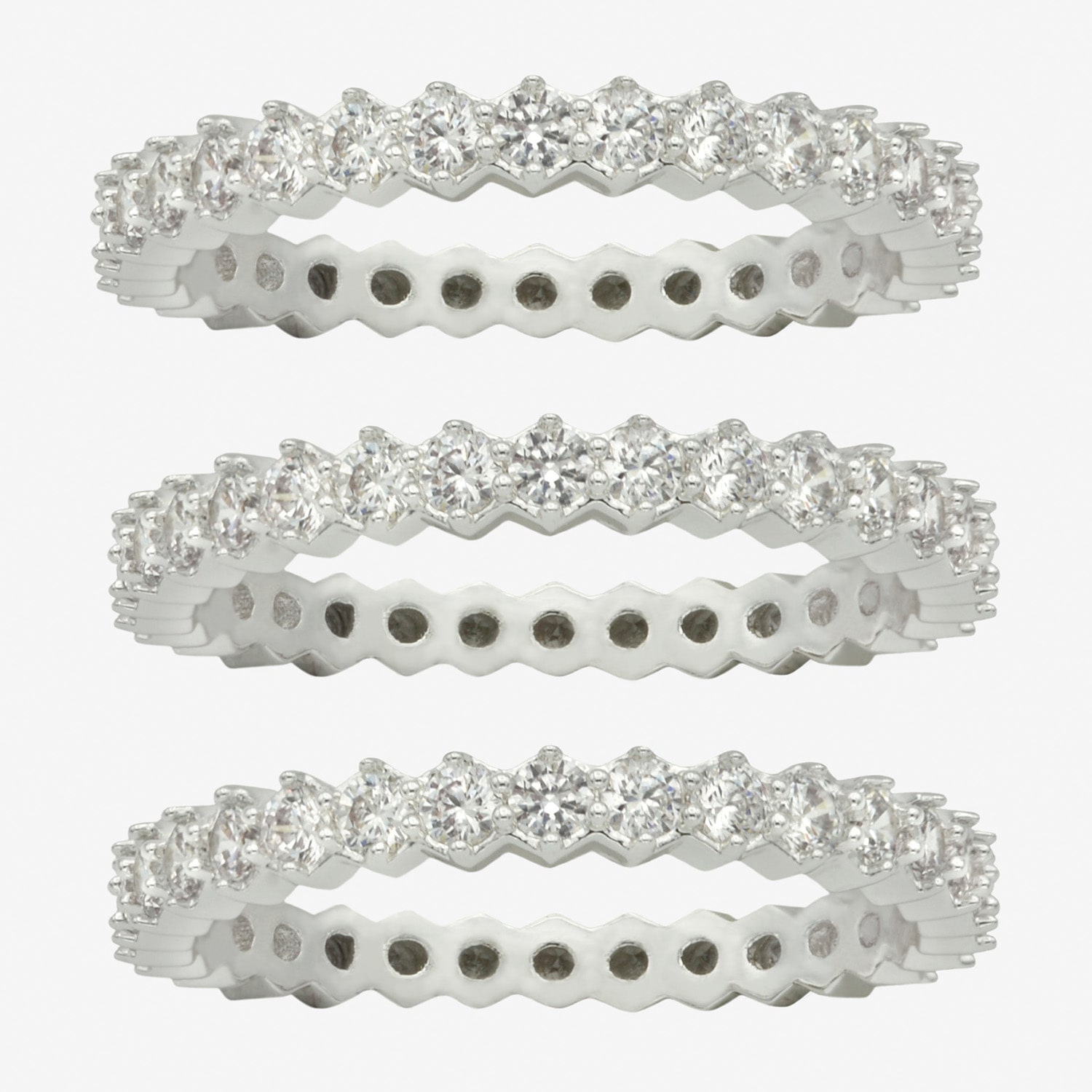 Sparkle Allure Womens Cubic Zirconia Pure Silver Over Brass Eternity Ring Set