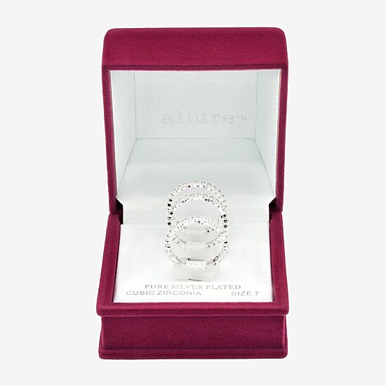 Sparkle Allure Womens Cubic Zirconia Pure Silver Over Brass Eternity Ring Set