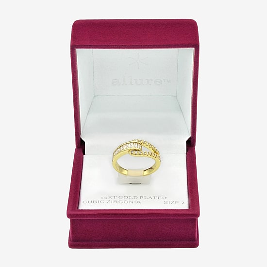 Sparkle Allure Buckle Womens 3MM Cubic Zirconia 14K Gold Over Brass Band