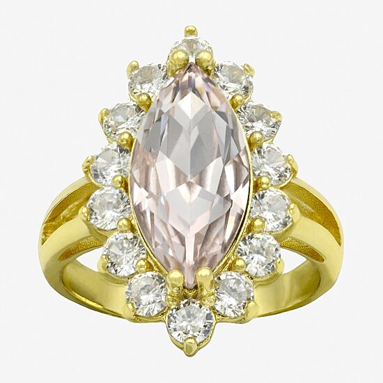 Sparkle Allure Womens Pink Cubic Zirconia 14K Gold Over Brass Marquise Halo Cocktail Ring