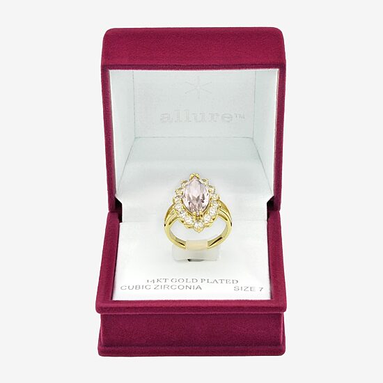 Sparkle Allure Womens Pink Cubic Zirconia 14K Gold Over Brass Marquise Halo Cocktail Ring