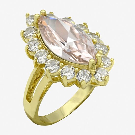 Sparkle Allure Womens Pink Cubic Zirconia 14K Gold Over Brass Marquise Halo Cocktail Ring