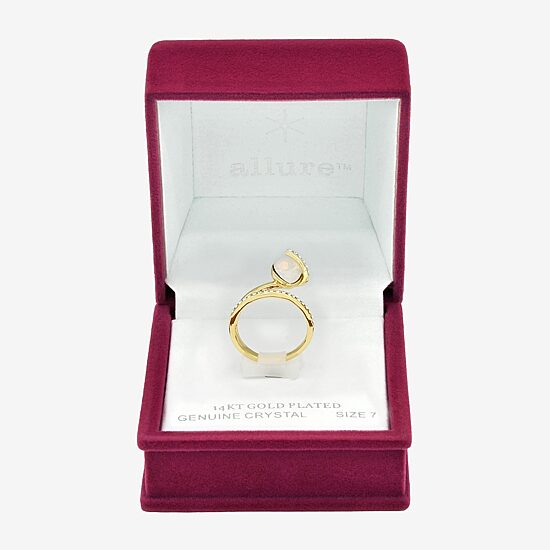Sparkle Allure Wrap Womens White Crystal 14K Gold Over Brass Pear Bypass  Cocktail Ring