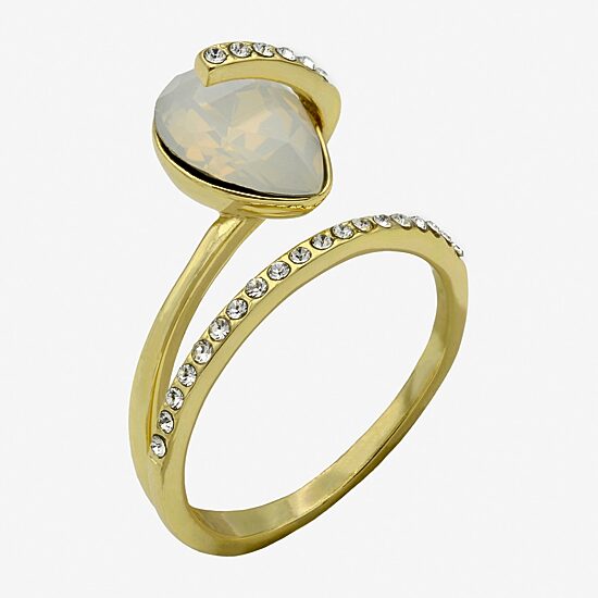 Sparkle Allure Wrap Womens White Crystal 14K Gold Over Brass Pear Bypass  Cocktail Ring