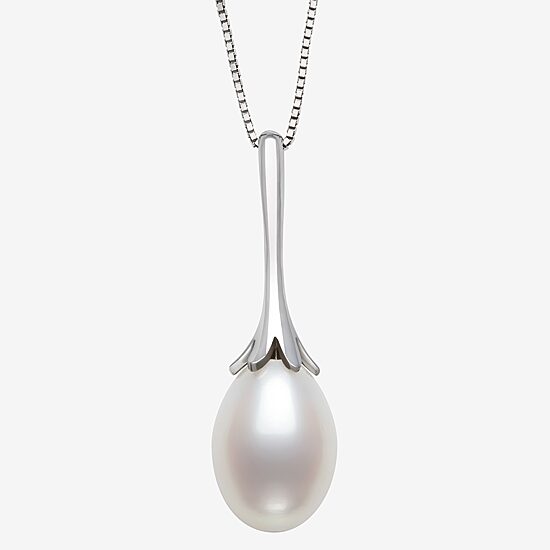 Womens White Cultured Freshwater Pearl Sterling Silver 18 Inch Pendant Necklace
