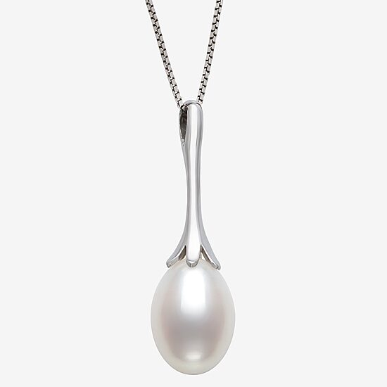 Womens White Cultured Freshwater Pearl Sterling Silver 18 Inch Pendant Necklace