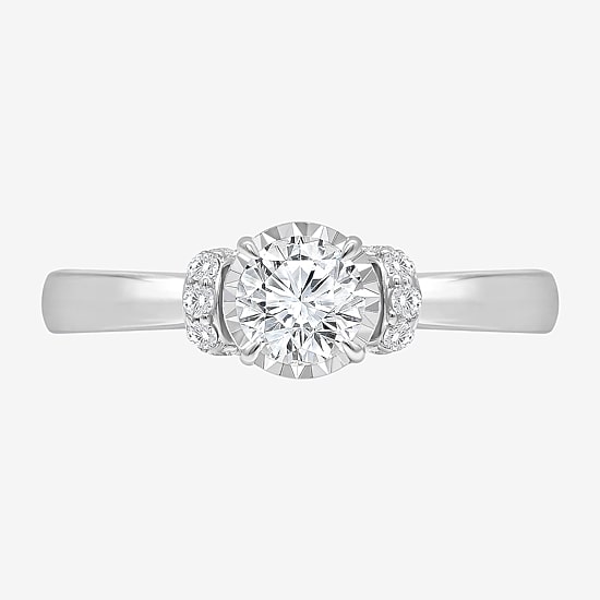 (I / I1) Womens 1 CT. T.W. Lab Grown White Diamond 14K Gold Round Engagement Ring