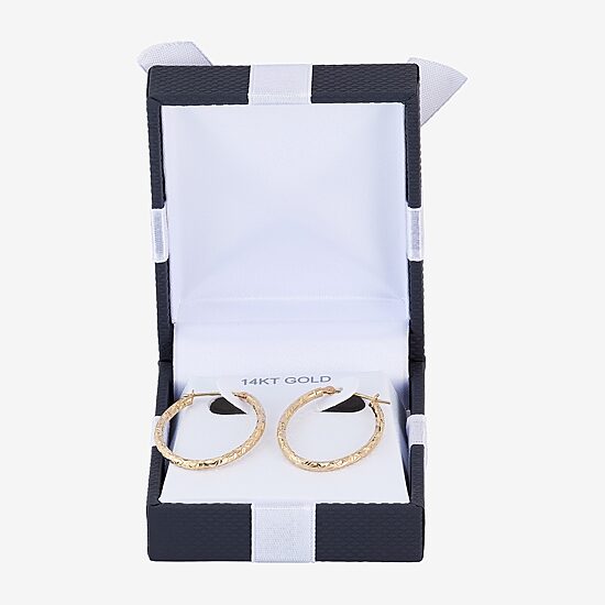 14K Gold 25mm Oval Hoop Earrings