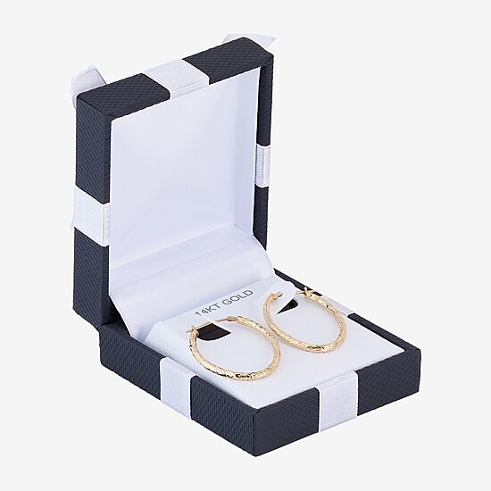 14K Gold 25mm Oval Hoop Earrings