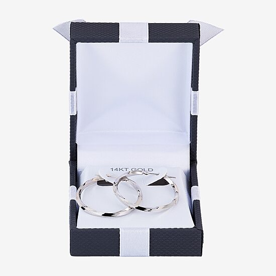 Womens 14K Gold 30mm Round Hoop Earrings