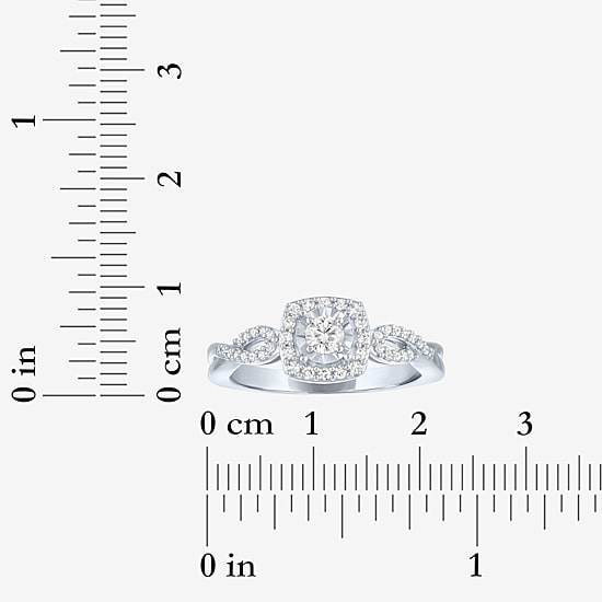 Womens 1/3 CT. T.W. Lab Grown White Diamond Sterling Silver Crossover Engagement Ring
