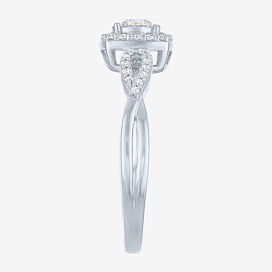 Womens 1/3 CT. T.W. Lab Grown White Diamond Sterling Silver Crossover Engagement Ring