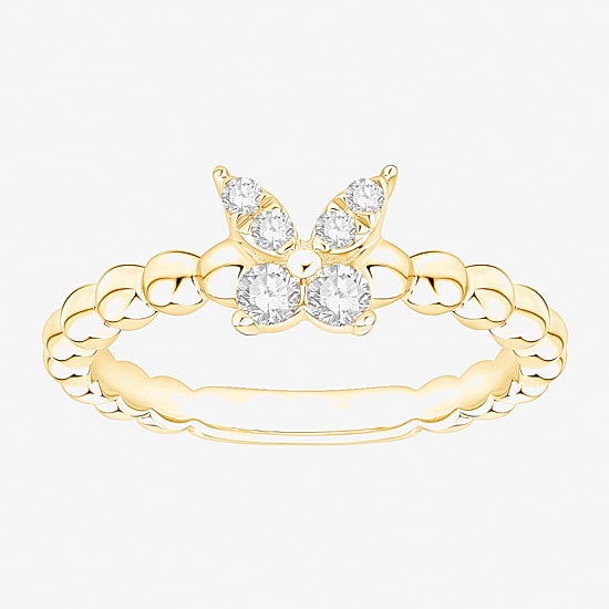 Butterfly (Vs2, F) Womens 1/6 CT. T.W. Lab Grown White Diamond 14K Gold Over Silver Butterfly Cocktail Ring