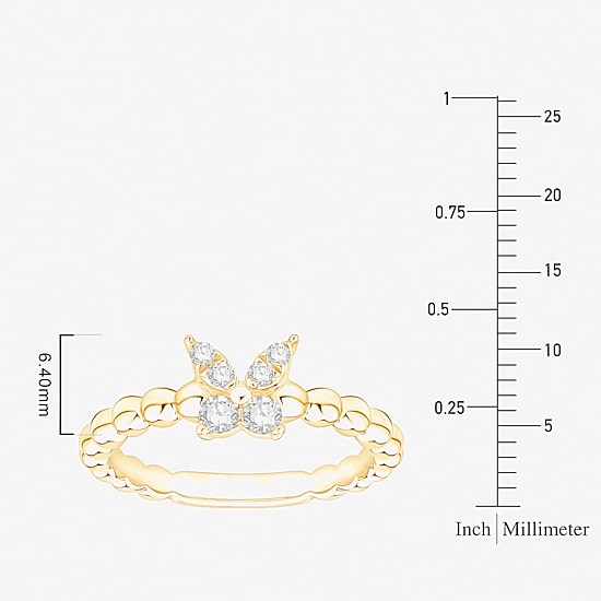 Butterfly (Vs2, F) Womens 1/6 CT. T.W. Lab Grown White Diamond 14K Gold Over Silver Butterfly Cocktail Ring