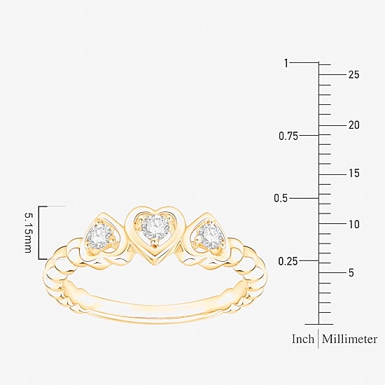 (Vs2, F) Womens 1/6 CT. T.W. Lab Grown White Diamond 14K Gold Over Silver Heart Cocktail Ring