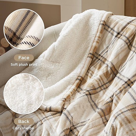 Woolrich Print Plush To Sherpa Heated Throw Heated Automatic Shut Off Throw