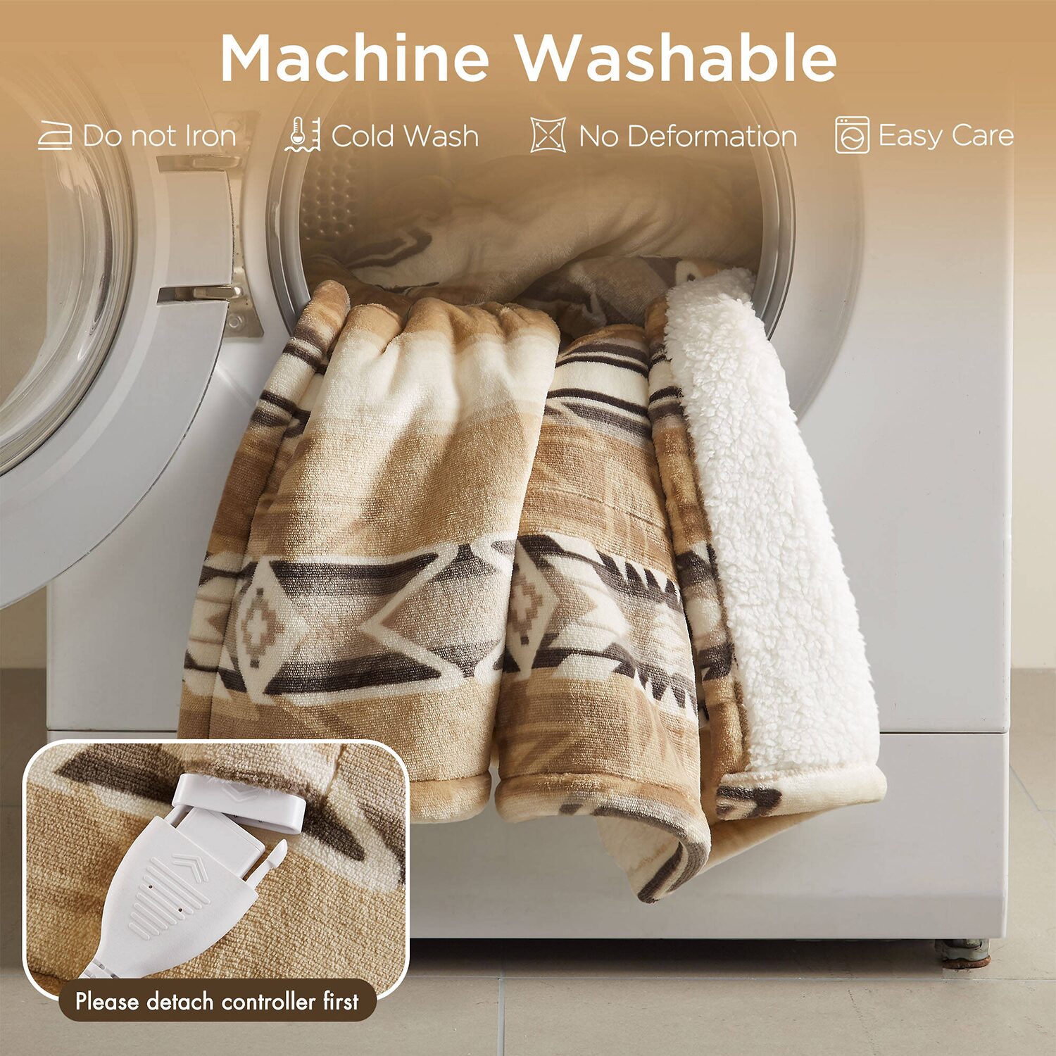 Woolrich Print Plush To Sherpa Heated Throw Automatic Shut Off