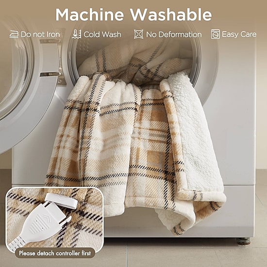Woolrich Print Plush To Sherpa Heated Throw Heated Automatic Shut Off Throw