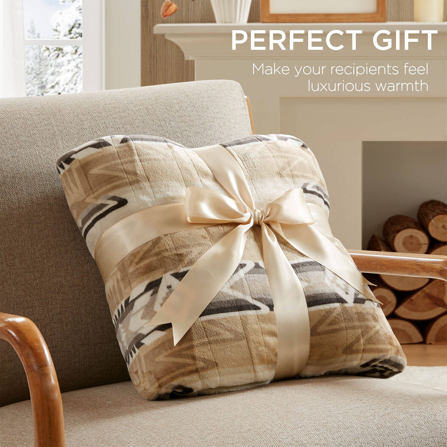 Woolrich Print Plush To Sherpa Heated Throw Automatic Shut Off