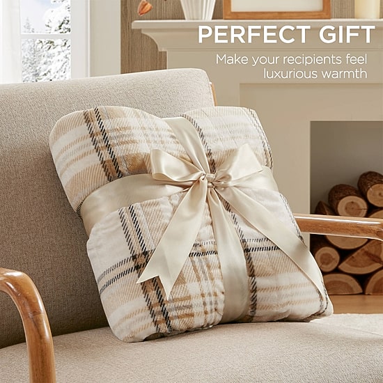 Woolrich Print Plush To Sherpa Heated Throw Heated Automatic Shut Off Throw
