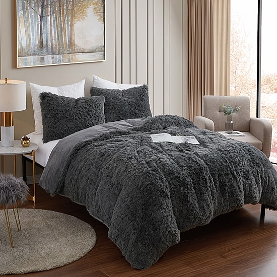 Sweet Home Collection™ 3 Piece Plush Shaggy Comforter Set Ultra Soft Luxurious Faux Fur Decorative Fluffy Crystal Velvet Bedding