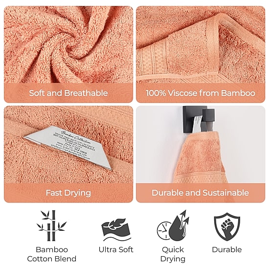SUPERIOR® Bamboo Collection | 100% Rayon From Bamboo 6-pc. Solid Hand Towel