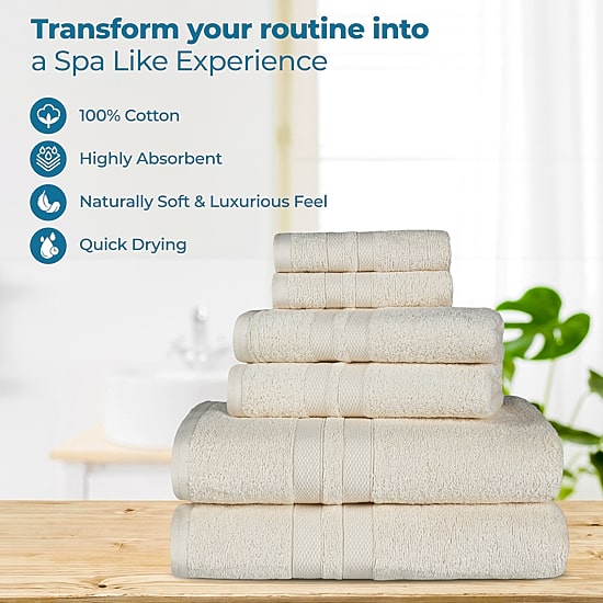 SUPERIOR® Ultra Collection | 100% Cotton 6-pc. Quick Dry Solid Bath Towel Set