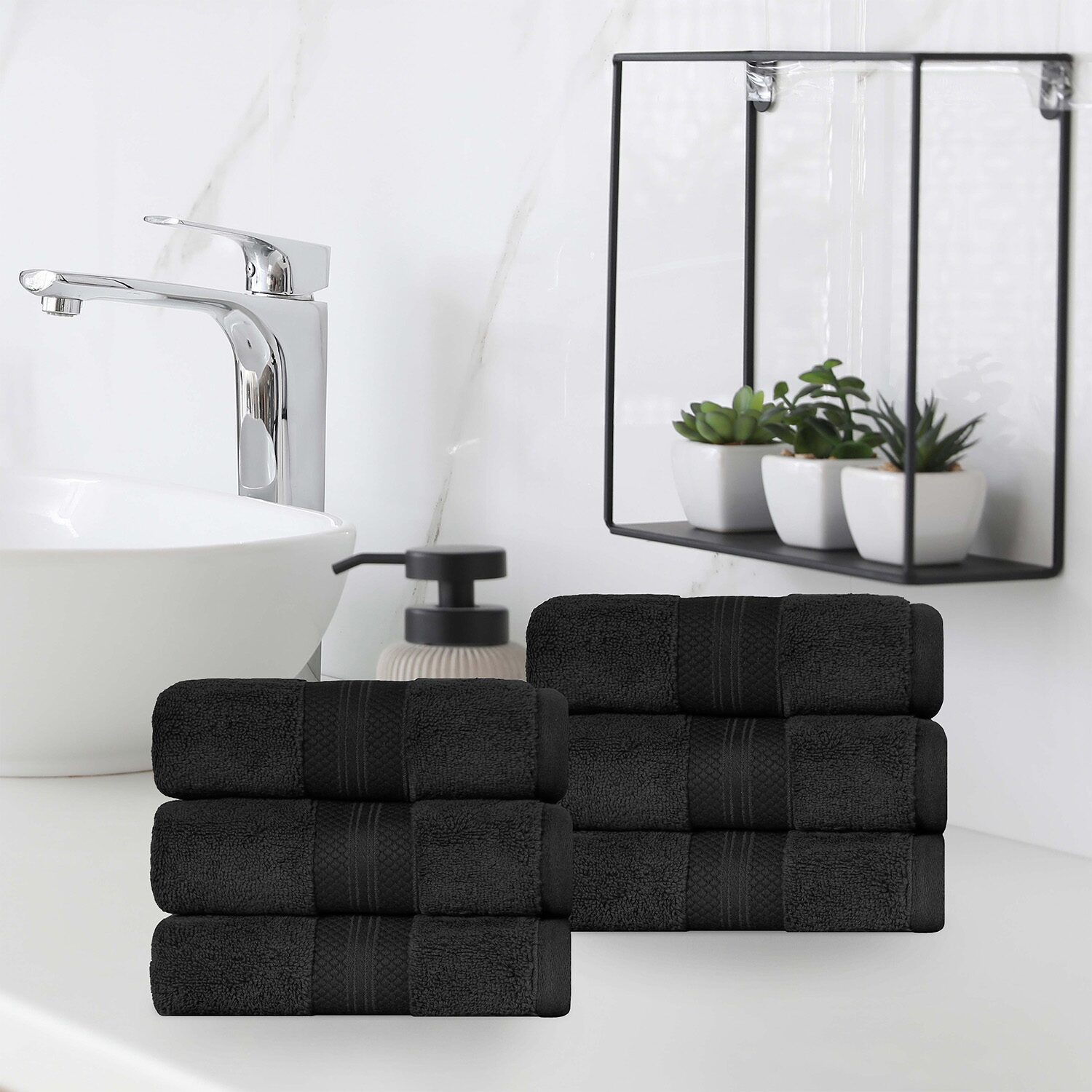 SUPERIOR® Aria Collection | 100% Turkish Cotton 6-pc. Solid Hand Towel
