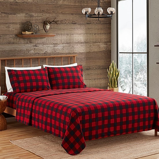 Sweet Home Collection™ Buffalo Plaid Printed Extra Deep Pocket Flannel Sheet Set