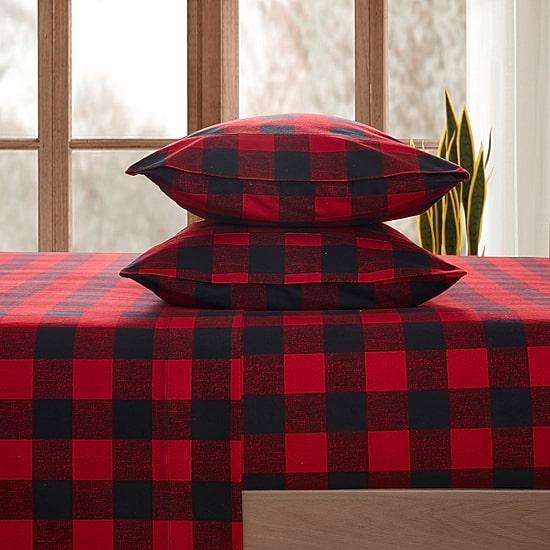 Sweet Home Collection™ Buffalo Plaid Printed Extra Deep Pocket Flannel Sheet Set