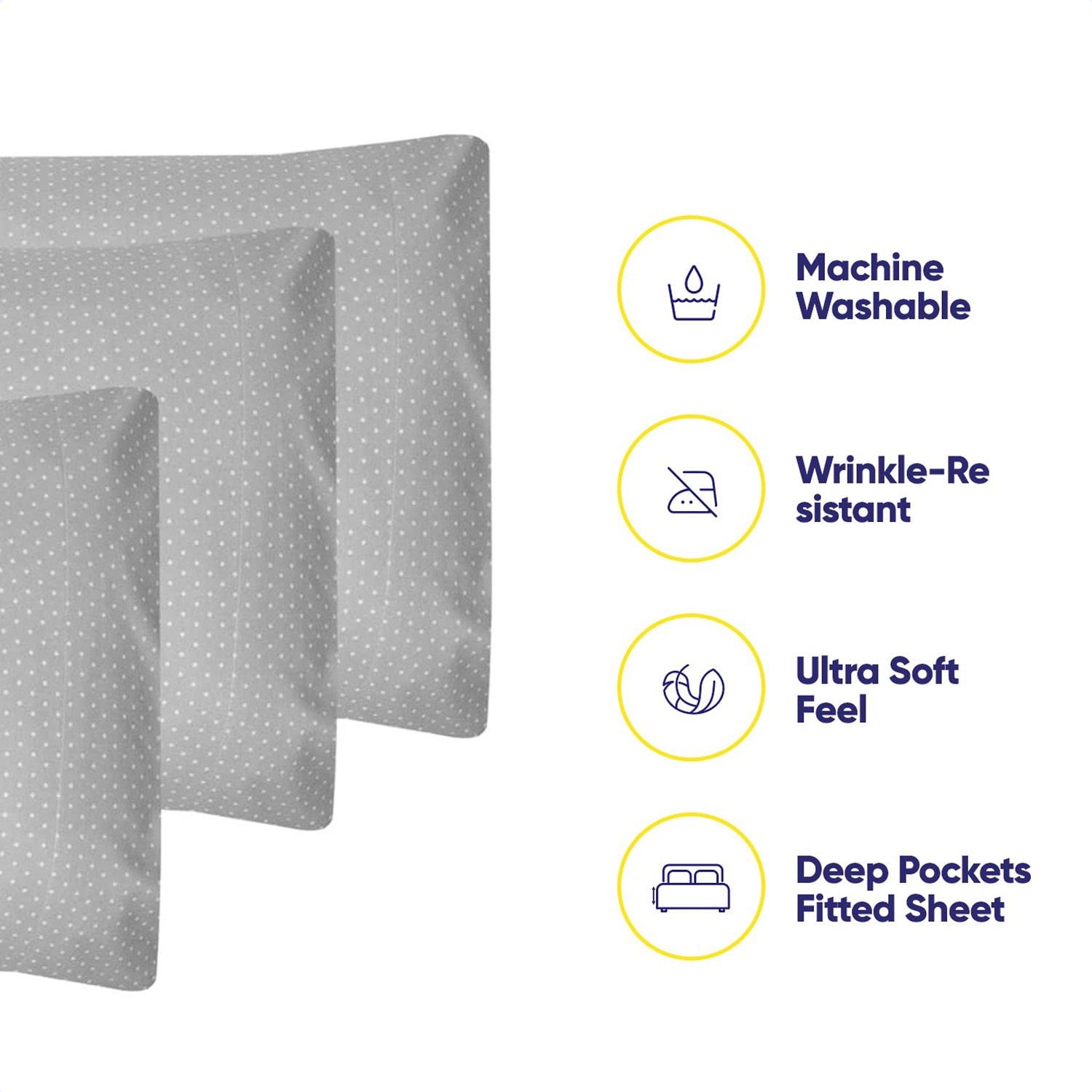 Sweet Home Collection™ 6 Piece Polka Dots Printed Sheet Set, Deluxe Ultra Soft 1500 Series, Double Brushed Microfiber