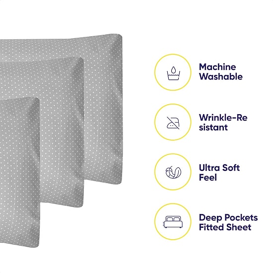 Sweet Home Collection™ 6 Piece Polka Dots Printed Sheet Set, Deluxe Ultra Soft 1500 Series, Double Brushed Microfiber