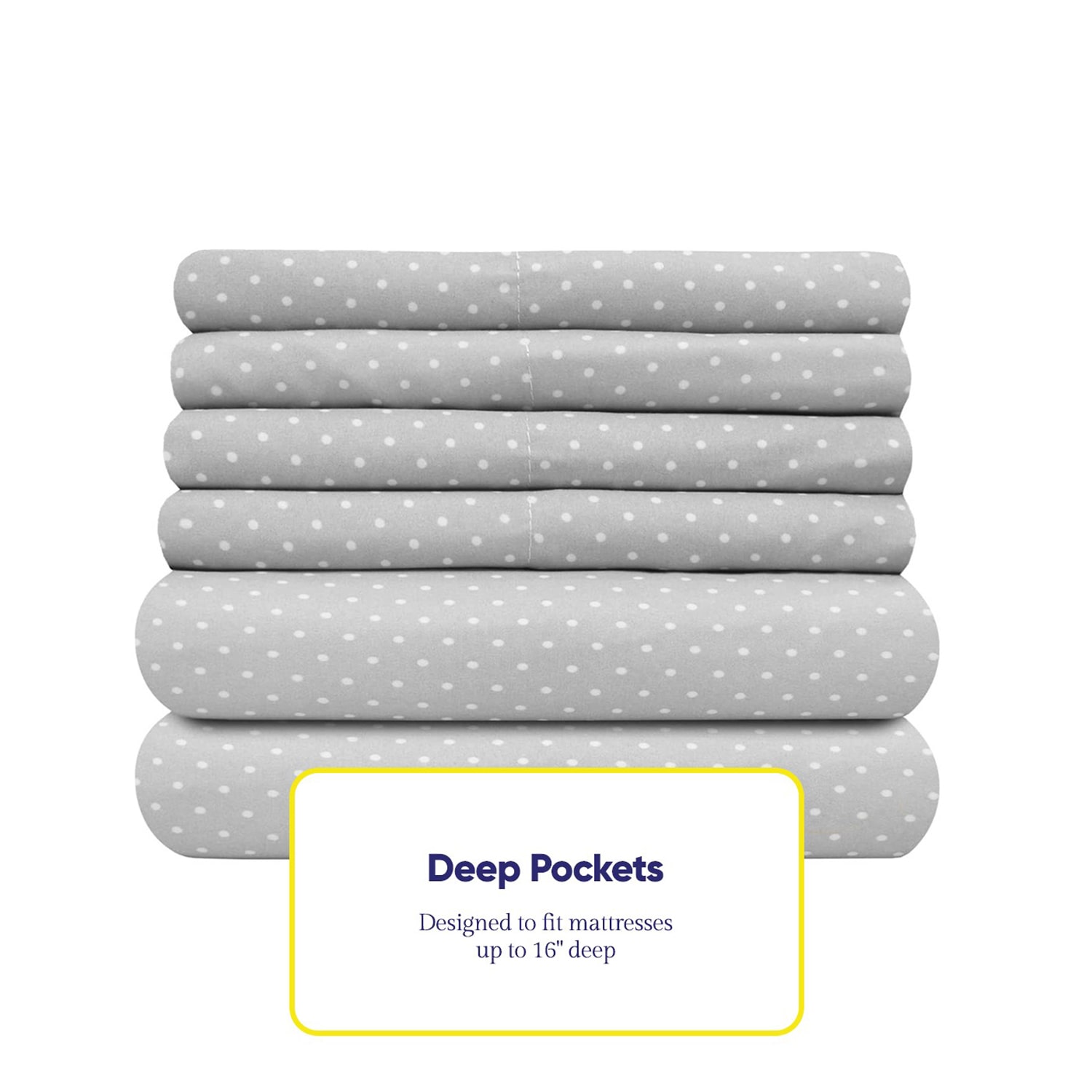 Sweet Home Collection™ 6 Piece Polka Dots Printed Sheet Set, Deluxe Ultra Soft 1500 Series, Double Brushed Microfiber