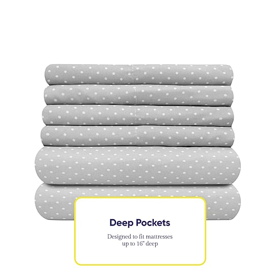 Sweet Home Collection™ 6 Piece Polka Dots Printed Sheet Set, Deluxe Ultra Soft 1500 Series, Double Brushed Microfiber